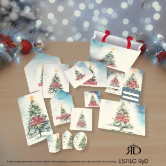 Kit Imprimible de Regalo Vintage Árbol de Navidad